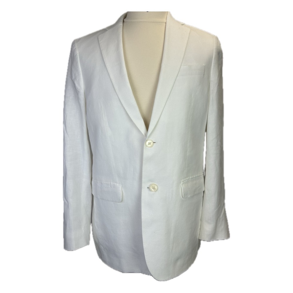 LINEN Lauren Ralph Lauren Black Label White Dinner Sport Coat Jacket Size 40L